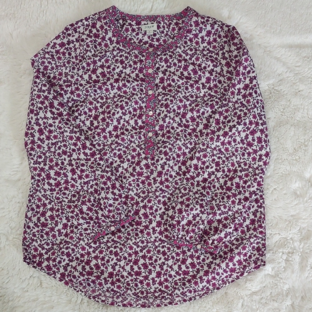 J.CREW , Size L,Floral Purple and White Blouse - Picture 16 of 16